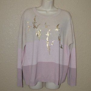 NWT $324 Sz S Label + Thread Pale Pink Sunset Birds Cashmere Sweater